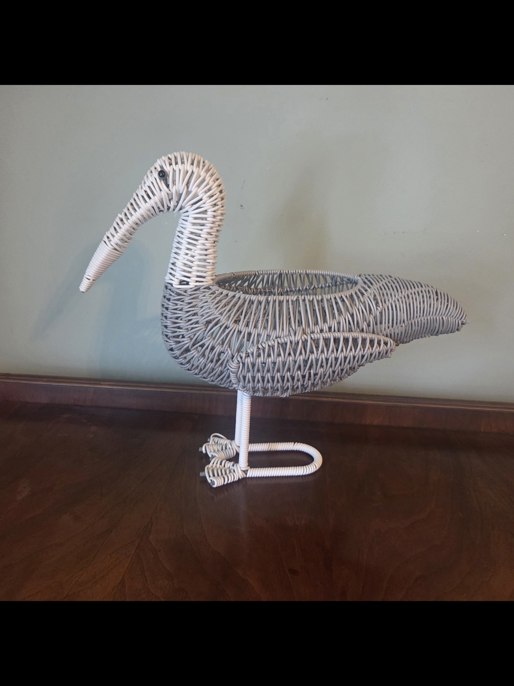 Gray Wicker Pelican Badket/ Flower Pot Nautical